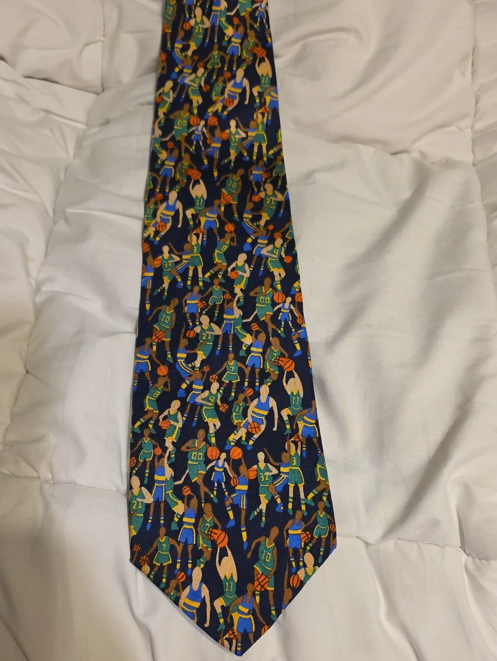 Cool Basketball Print Tie Silk By Alynn
